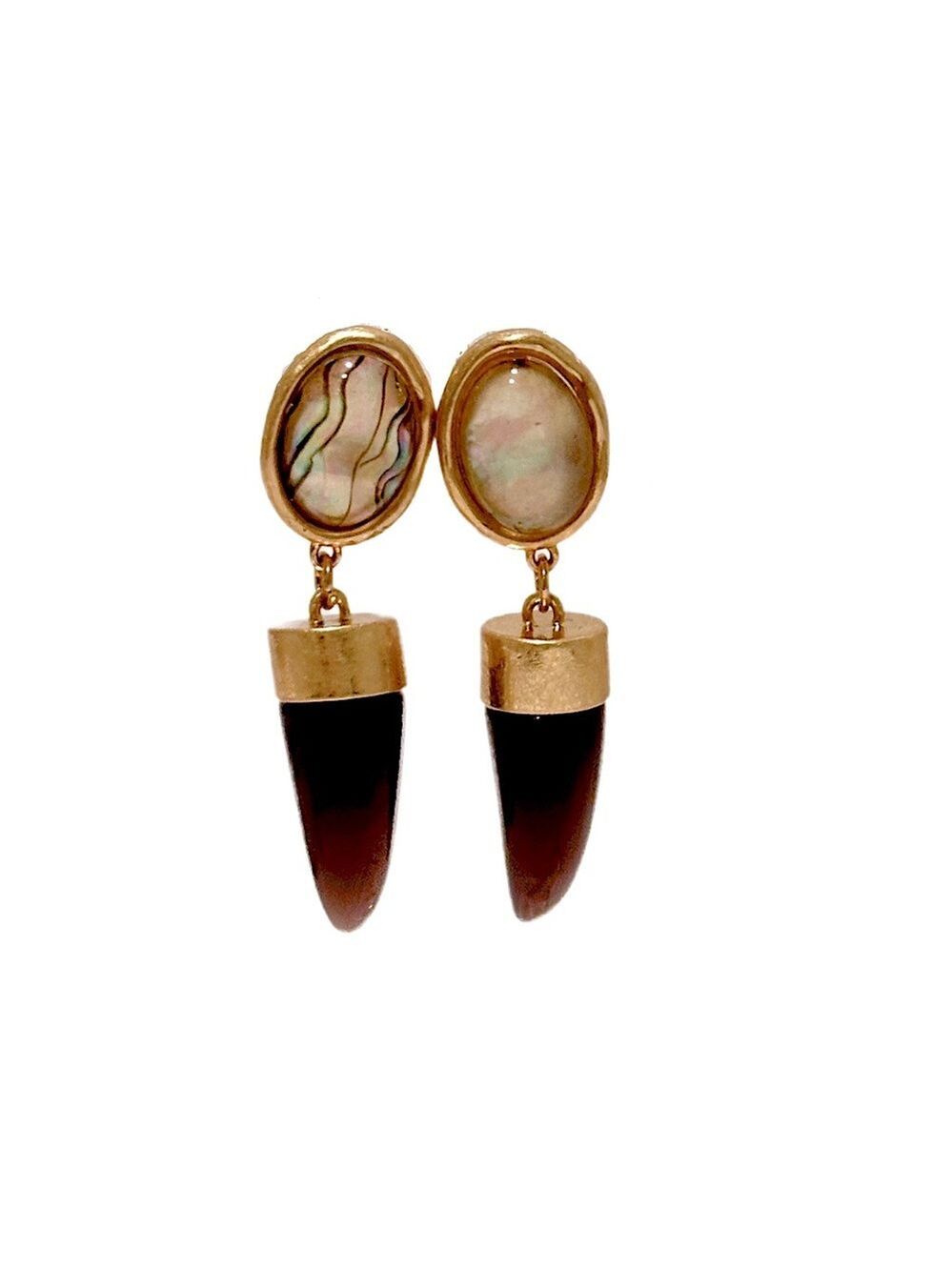 ZARA | Golden 2” Dark Tortoise Faux Horn Drop Earrings | NWOT - Picture 3 of 7